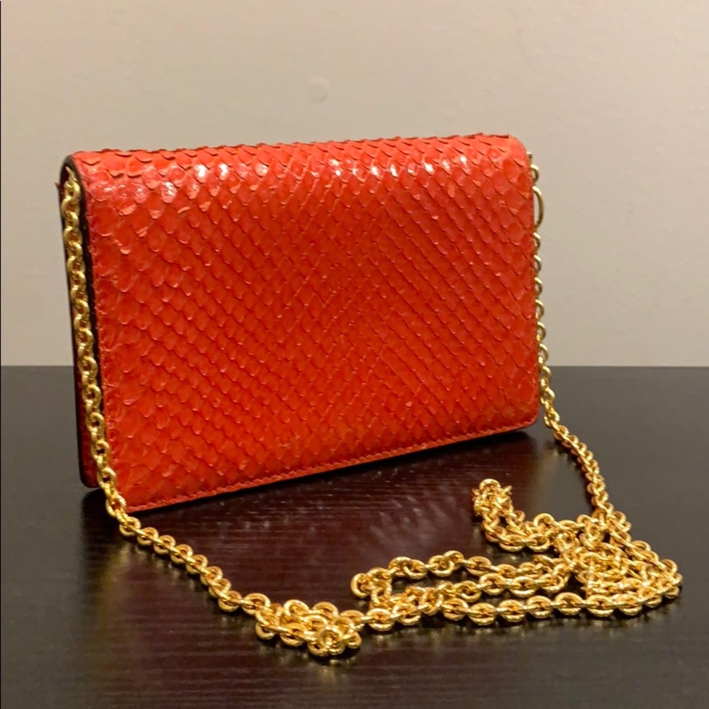 TOM FORD Red Python Clutch/bag with chain strap